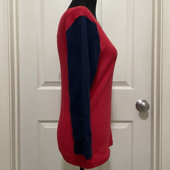 Vintage Tommy Jeans Top 3/4 Sleeve Red‎ Blue Logo NWT RARE Y2K Deadstock Large - Picture 4 of 8